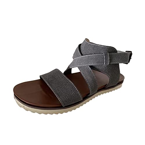 Damen Gekreuzte Riemen Sandalen Sale Tuch Sandals Frauen Flache Sandaletten Rutschfeste Sandale Offene Zehe Sandal Atmungsaktiv Sandalette Lässige Slippers Sommer Bequem Schuhe Outdoor Wanderschuhe von WOXIHUAN