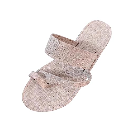 Damen Zehenring Sandalen Sale Tuch Stoff Sandals Frauen Flache Sandalette Weiche Sohle Sandale Offene Zehe Sandal Atmungsaktiv Sandaletten Strand Slippers Sommer Bequem Slipper Outdoor Wanderschuhe von WOXIHUAN