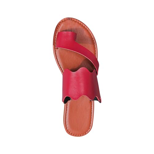 Damen Zehenring Slippers Sale Leder Strand Wandersandale Frauen Flache Sandalen Flip Flops Slipper Atmungsaktiv Sandalette Rutschfeste Sandale Leichte Sandal Outdoor Wandersandale Sommer Bequem Schuhe von WOXIHUAN