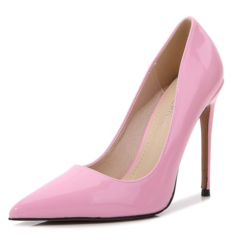 WOkismD Damen-High-Heels, klassisch, spitz, geschlossener Zehenbereich, Slip-on-Stiletto-Pumps, Elegante, edle Hochzeits-, Braut- und Partykleid-Schuhe,Rosa,42 von WOkismD