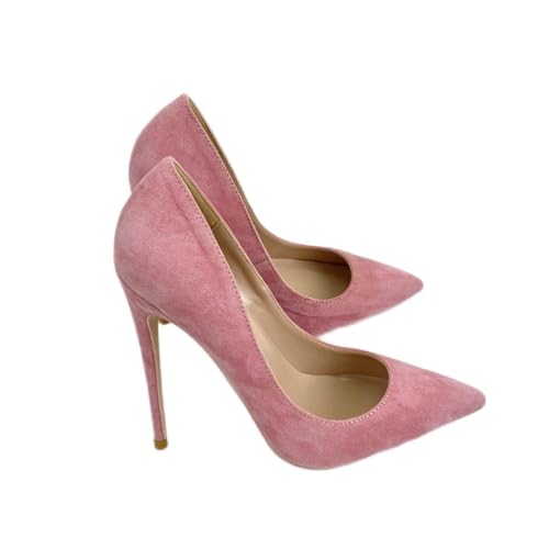 WOkismD Klassische und sexy Damen-Pumps mit Spitzen Zehen und 4,7-Zoll-Stiletto-Absatz aus Wildleder für Damen, lässig, Hochzeitskleid, Party, Abschlussballschuhe,Rosa,37 von WOkismD