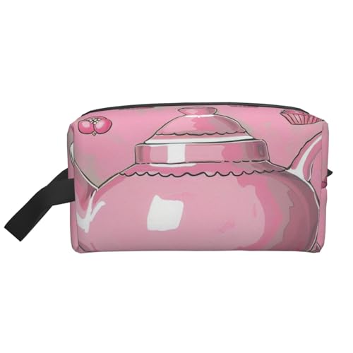 Rosa Teekanne Bedruckter Kosmetikkoffer mit Griff, Leichte Kompakte Aufbewahrung für Make-up, Toilettenartikel & Gadgets, Make up Organizer für Reisen, Schule, Arbeit, weiß, Einheitsgröße Rosa Teekanne Bedruckter Kosmetikkoffer mit Griff, Leichte Kompakte Aufbewahrung für Make-up, Toilettenartikel & Gadgets, Make up Organizer für Reisen, Schule, Arbeit, weiß, Einheitsgröße von WPUTY