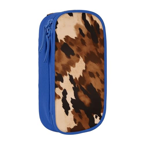 WPUTY Federmäppchen, braunes Rindsleder, Kunstdruck, großes Fassungsvermögen, schwarz, doppellagig, Schreibwaren-Organizer, Kosmetik- und Make-up-Tasche für Studenten, Lehrer, Erwachsene, blau, WPUTY Federmäppchen, braunes Rindsleder, Kunstdruck, großes Fassungsvermögen, schwarz, doppellagig, Schreibwaren-Organizer, Kosmetik- und Make-up-Tasche für Studenten, Lehrer, Erwachsene, blau, von WPUTY
