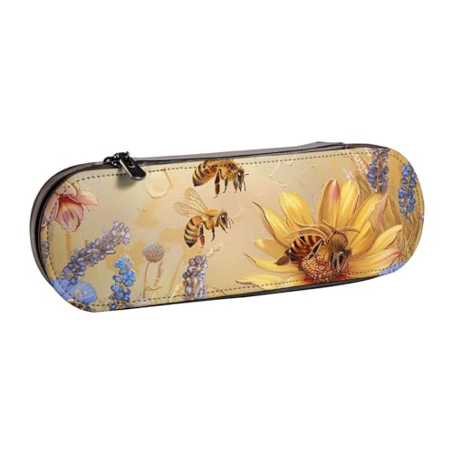 WPUTY Hartschalen-Federmäppchen aus PU-Leder, spiralförmig, optische Täuschung, Kunstdrucke, Stiftebox, wasserdicht, Stift-Organizer für Schule, Reisen, Kosmetik und Geschenke, Ländliche Honigbienen WPUTY Hartschalen-Federmäppchen aus PU-Leder, spiralförmig, optische Täuschung, Kunstdrucke, Stiftebox, wasserdicht, Stift-Organizer für Schule, Reisen, Kosmetik und Geschenke, Ländliche Honigbienen von WPUTY