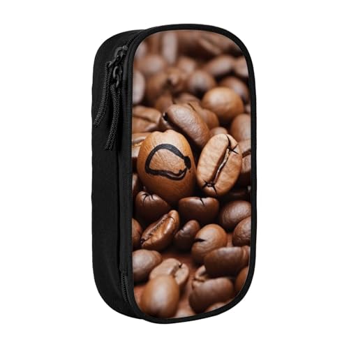 WPUTY Lustiges Federmäppchen mit gerösteten Kaffeebohnen, bedruckt, großes Fassungsvermögen, schwarz, doppellagig, Schreibwaren-Organizer, Kosmetik- und Make-up-Tasche für Studenten, Lehrer, WPUTY Lustiges Federmäppchen mit gerösteten Kaffeebohnen, bedruckt, großes Fassungsvermögen, schwarz, doppellagig, Schreibwaren-Organizer, Kosmetik- und Make-up-Tasche für Studenten, Lehrer, von WPUTY
