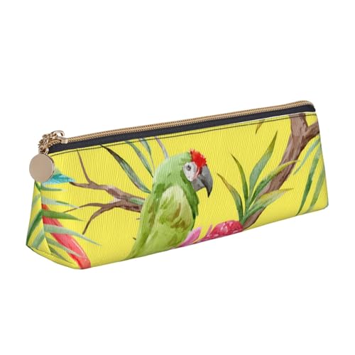 WQUVMDS Federmäppchen aus Leder mit Blumen- und Vogel-Kunstdruck, dreieckig, Reißverschluss, Stiftetasche, Kosmetiktasche, Schreibwaren-Tasche WQUVMDS Federmäppchen aus Leder mit Blumen- und Vogel-Kunstdruck, dreieckig, Reißverschluss, Stiftetasche, Kosmetiktasche, Schreibwaren-Tasche von WQUVMDS