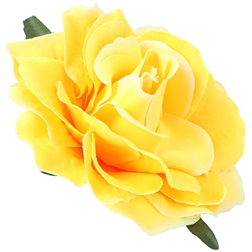 WRITWAA 1 Stück Rosenblüten-Haarnadel-Haarspange 2-In-1 Künstliche Große Rosenblüten-Haarnadel Blumenbrosche Für Braut-Kopfschmuck Zubehör Hochzeit Gelb von WRITWAA