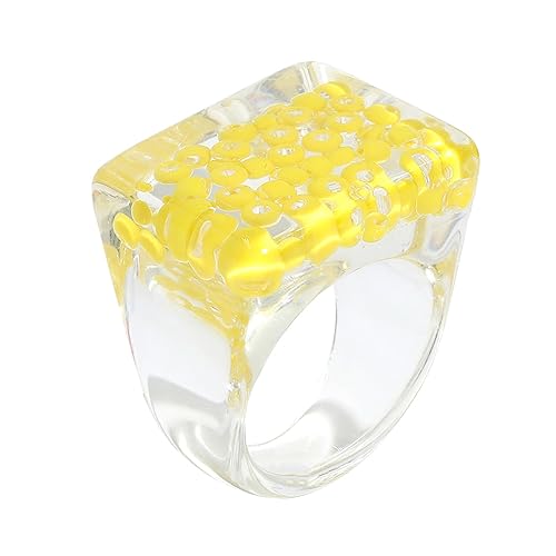 WRITWAA 1Stk Perle eingelegter Ring geschenke für den jahrestag weihnachtsgeschenke Kuppelringe für Frauen Damen Fingerschmuck Gedenkgeschenke plastische Ornamente breiter Ring Harzring von WRITWAA