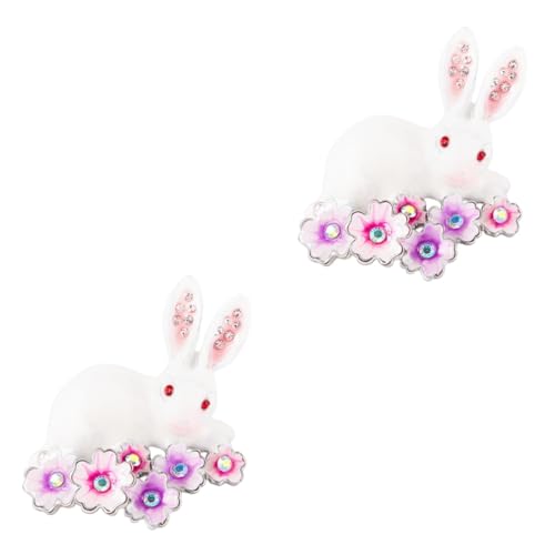 WRITWAA 2St Kirschblüten-Häschen-Brosche geschenke ostern geschenke zu ostern osterleckereien easter gifts Kleidung Jacke Schal-Clip Kragennadel Männer und Frauen Schmuck Legierung Weiß von WRITWAA