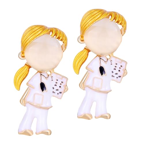 WRITWAA 2 Stück Mädchen Krankenschwester Pin Damen Brosche Brustnadel Ornament Kleidung Anstecknadel Brustnadel Kleidung Corsage Kleidungszubehör Pullover Brosche Cartoon von WRITWAA