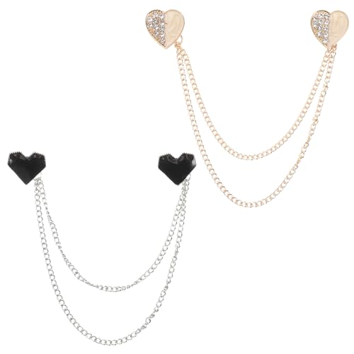 WRITWAA 2 Stück Strass-herz-brosche Mit Quastenkette Für Damen, Modische Anstecknadel, Damenschmuck, Corsage, Kragen, Abzeichen-clips Für Strickjacke, Schal, Pullover, Mantel, Kleid WRITWAA 2 Stück Strass-herz-brosche Mit Quastenkette Für Damen, Modische Anstecknadel, Damenschmuck, Corsage, Kragen, Abzeichen-clips Für Strickjacke, Schal, Pullover, Mantel, Kleid von WRITWAA