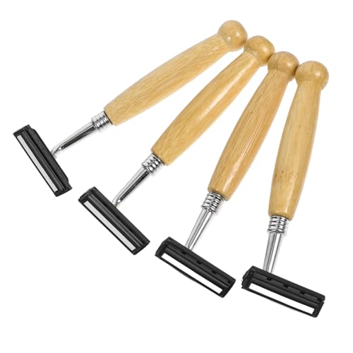 WRITWAA 4 Stück Rasiermesser mit bambusgriff Bartschneider Haarrasierer manueller Rasierer Body Hair Rasierer Rasierklinge Haarschneider Der Kopf ist eine Zinklegierung WRITWAA 4 Stück Rasiermesser mit bambusgriff Bartschneider Haarrasierer manueller Rasierer Body Hair Rasierer Rasierklinge Haarschneider Der Kopf ist eine Zinklegierung von WRITWAA