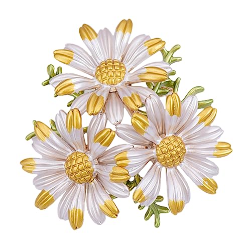 WRITWAA Kleine Gänseblümchen Brosche Broschen Schmuck Für Frauen Brosche Kostümzubehör Blumennadel Abschlussballschmuck Blumenabzeichen Gänseblümchenschmuck Damenaccessoires von WRITWAA