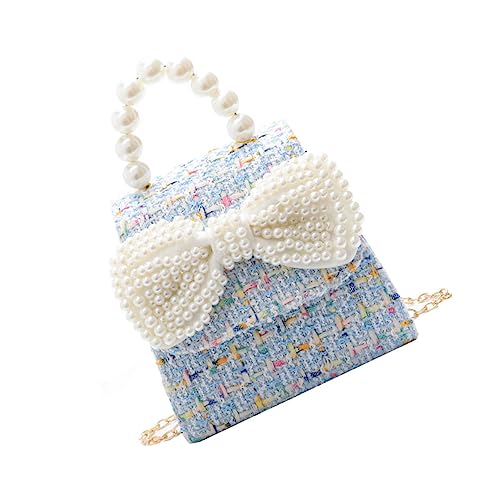 WRITWAA Umhängetasche Mit Perlengriff Kleine Kindertasche Kleine Umhängetasche Mit Schleife Einzelne Schultertasche Perlenhandtasche Für Kleine Mädchen Kleine Mädchentasche von WRITWAA