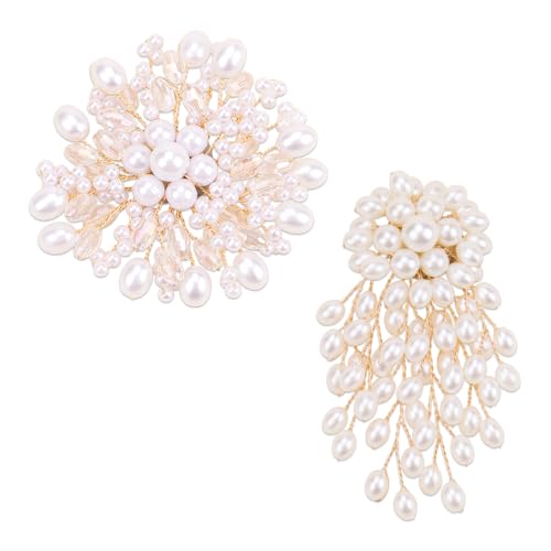 WSDMAVIS Anstecknadel mit Kunstperlen, Blume, Anstecknadel für Damen, elegant, Strass, schickes Hochzeitskostüm-Zubehör für Anzüge, Kleider, 2 Stück, Medium, Zink, Kein Edelstein WSDMAVIS Anstecknadel mit Kunstperlen, Blume, Anstecknadel für Damen, elegant, Strass, schickes Hochzeitskostüm-Zubehör für Anzüge, Kleider, 2 Stück, Medium, Zink, Kein Edelstein von WSDMAVIS
