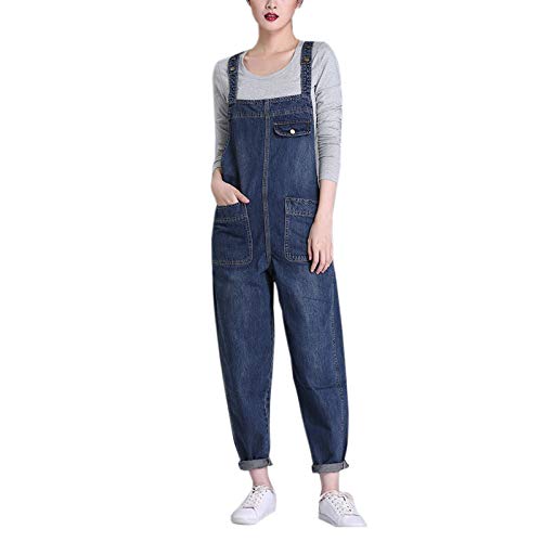 WSLCN Damen Latzhose Locker Hose Große Größen Lang Freizeithose Jeanshose Lässige Blau S von WSLCN