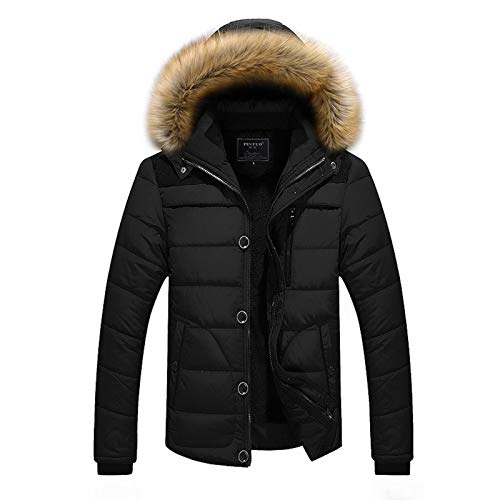 WSLCN Herren Steppjacke Parka Warmfutter Mäntel Plüsch Winter Herbst Schwarz DE L Brust 46.5“(Asie 2XL) von WSLCN