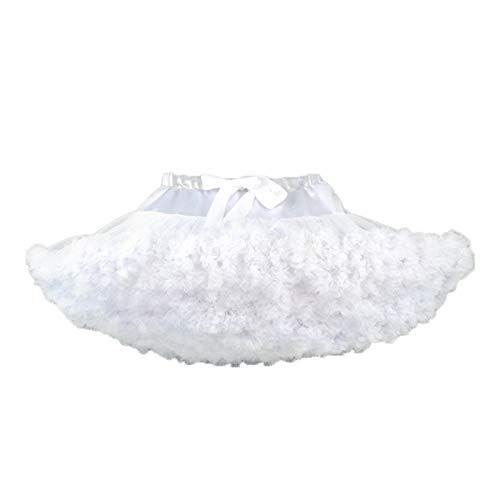 WSLCN Mädchen Tütü Pettiskirt Puffy überlagerte Tüll Ballettröckchen Schleife Rock Tanzrock Tutu Röcke Mehrfarben Weiß M(für 110-120cm Körperhöhe) von WSLCN