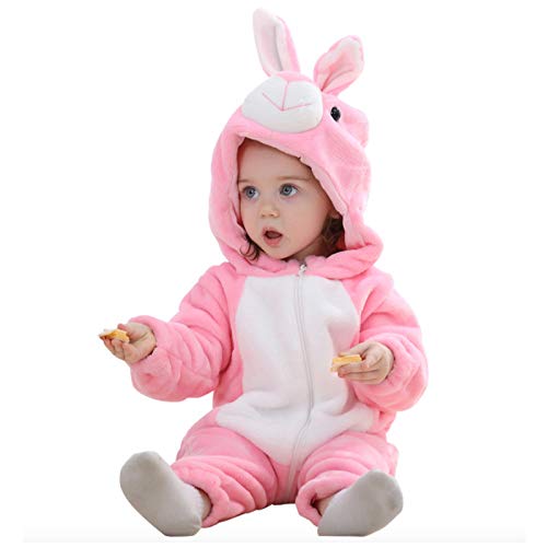 WSLCN Unisex Baby Weich Flanell Overall Süß Strampler Kapuzen Spielanzug Strampelanzug Winter Herbst Cartoon Tier Warm Alltag Rosa 2 Asie 80(6-12 Monate) Rosa 2 Asie 80(6-12 Monate) von WSLCN