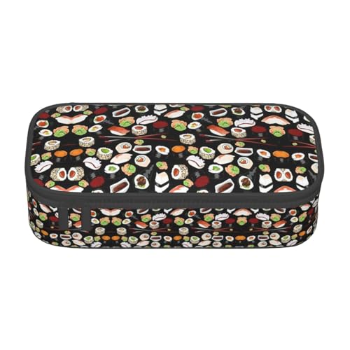 Japanisches Sushi-Federmäppchen mit Reißverschluss, schwarz, für Teenager, Mädchen, Jungen, Make-up-Tasche, Damen, Schule, Schreibwarenzubehör von WURTON