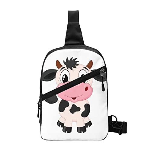 Sommer Hawaii-Print Umhängetasche Unisex Crossbody Bag Sling Rucksack Herren Damen Reise Wandern Tagesrucksack Crossbody, Cartoon-Milchkuh, One Size von WURTON