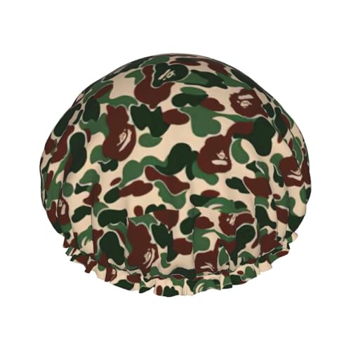 WURTON Aniaml Camouflage-Grüner Druck, weiche Duschhaube für Frauen, wiederverwendbar, umweltfreundlich, Haar-Badehauben von WURTON