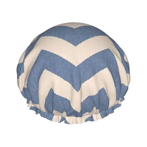 WURTON Badehaube für Damen, gestreift, wiederverwendbar, umweltfreundlich, Blau / Beige von WURTON