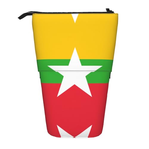 WURTON Federmäppchen mit Flagge von Senegal, Teleskop-Aufbewahrungstasche für Schreibwaren, Büro-Make-up-Aufbewahrung, Flagge von Myanmar, One Size von WURTON