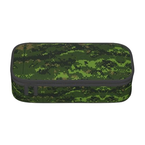 WURTON Grüne Armee Digital Camouflage Print Reißverschluss Federmappe, Multi-Slot-Stift-Kapazität Bleistift Tasche für Schule Bürobedarf von WURTON