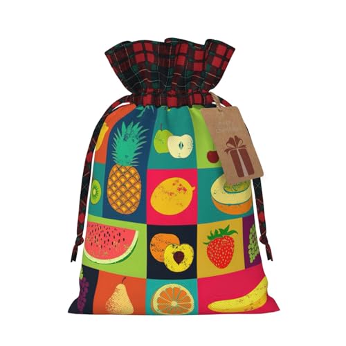 WURTON Kunst-Stil Obst Druck Weihnachten Kordelzug Geschenktüten Party Hochzeit Gefälligkeiten Weihnachten Urlaub Xmas Supplies von WURTON