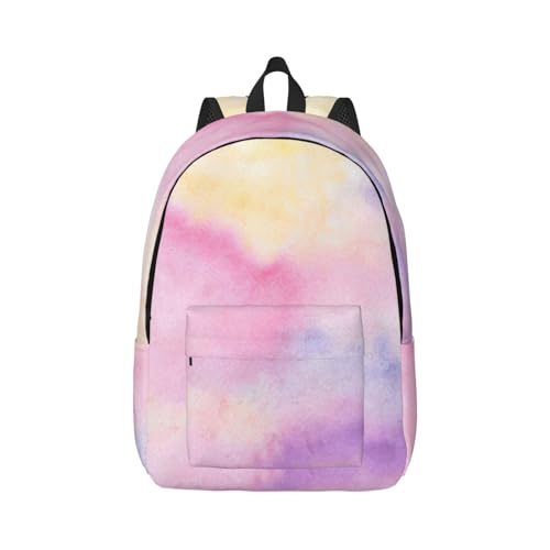 WURTON Rucksack mit Regenbogen-Aufdruck, strapazierfähig, lässig, Büchertasche, für Herren und Damen, Laptop, leicht, niedlich, Reiserucksack, Schwarz , S von WURTON