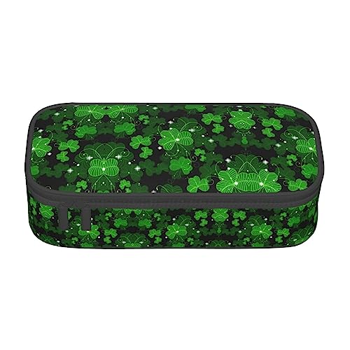 WURTON St Patricks Day Blätter Druck unisex Reißverschluss Große Kapazität Bleistift Fall Kleine Stift Tasche Erwachsene Kosmetik Make-up Tasche Bürobedarf von WURTON