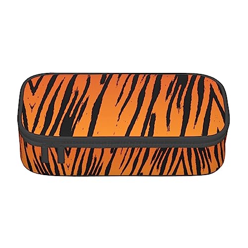 WURTON Tiger Stripe Print Unisex Reißverschluss Große Kapazität Bleistift Fall Kleine Stifttasche Erwachsene Kosmetik Make-up Tasche Bürobedarf von WURTON