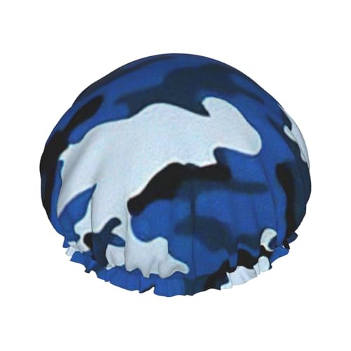 WURTON Weiche Duschhaube für Damen, wiederverwendbar, umweltfreundlich, mit Camouflage-Druck, Blau von WURTON