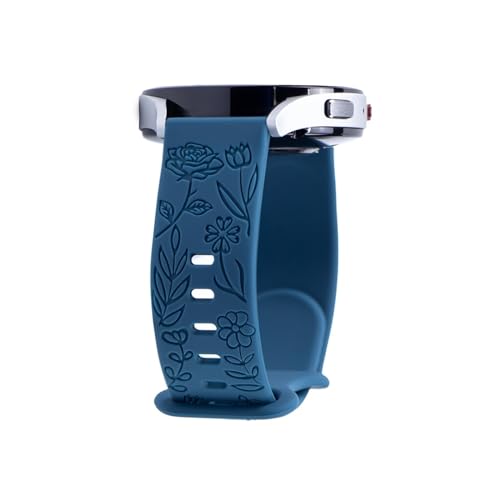 20/22 mm Silikon-Uhrenarmband mit Blumenmuster, geeignet for Samsung Watch 6/5/4 40 mm, 44 mm, 43 mm, 47 m, 45 mm, Ersatzarmband, geeignet for Huawei GT-Armband (Color : Rock blue, Size : 20mm) von WUURAA