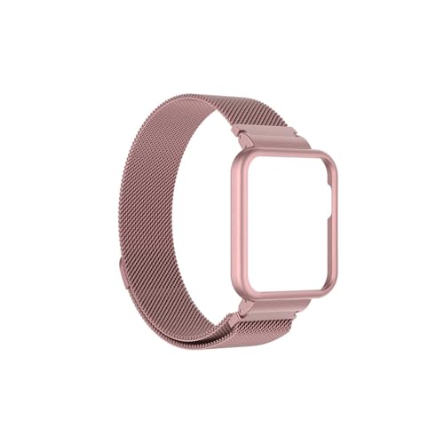 Armband passend for Xiaomi Redmi Watch 3 2 Lite Band passend for Mi Watch Lite mit Metallschutzhülle Stoßstange Magnetschlaufe Armband for Redmi Watch (Color : Rose Pink, Size : For Mi Watch Lite) von WUURAA