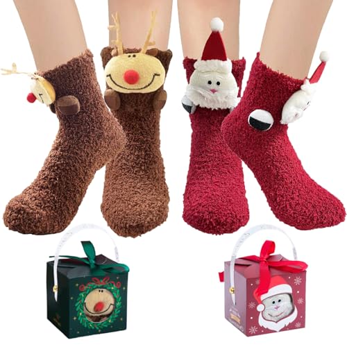 WUWUSU Kuschelsocken Damen Geschenk für Frauen, Weihnachtssocken Weihnachtsgeschenke für Frauen, Weihnachtsbaum Antirutschsocken damen, Flauschige socken mit Geschenk Box,Unisex WUWUSU Kuschelsocken Damen Geschenk für Frauen, Weihnachtssocken Weihnachtsgeschenke für Frauen, Weihnachtsbaum Antirutschsocken damen, Flauschige socken mit Geschenk Box,Unisex von WUWUSU