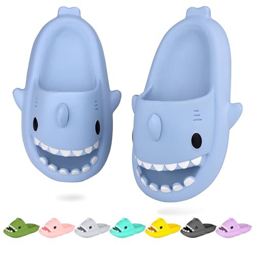 Kinder Hai Hausschuhe Mädchen Hai Pantoffeln Kleinkind Duschpantoffeln rutschfeste Strand Duschen Sandalen Flip Flop Pool Dusche Schuhe Hai Blau von WUYISTAR