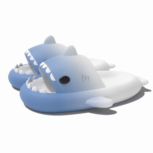 WUYISTAR Kinder Hai Hausschuhe Mädchen Hai Pantoffeln Kleinkind Duschpantoffeln Rutschfeste Strand Duschen Sandalen Flip Flop Pool Dusche Schuhe Blau Weiß von WUYISTAR