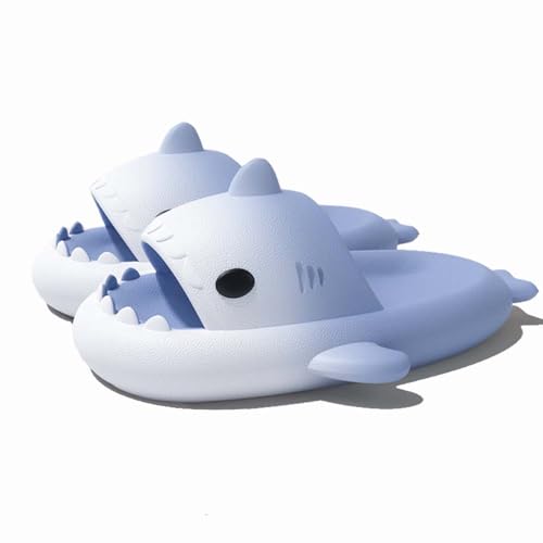 Kinder Hai Hausschuhe Mädchen Hai Pantoffeln Kleinkind Duschpantoffeln rutschfeste Strand Duschen Sandalen Flip Flop Pool Dusche Schuhe Weiß Blau von WUYISTAR