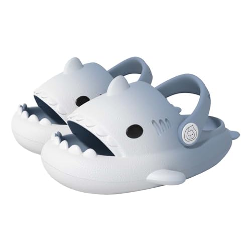 WUYISTAR Kinder Hai Hausschuhe Mädchen Hai Pantoffeln Kleinkind Duschpantoffeln Rutschfeste Strand Duschen Sandalen Flip Flop Pool Dusche Schuhe Weiß-Blau von WUYISTAR