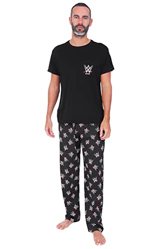 WWE Herren-Pyjama-Set, lang, Schwarz, Schwarz , S von WWE