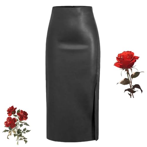 WXDTW Lange Lederröcke für Damen, Winter, lang, schwarz, Lederrock mit hoher Taille, Schlitz, Kunstleder, sexy A-Linie, figurbetonte Röcke, Schwarz , L WXDTW Lange Lederröcke für Damen, Winter, lang, schwarz, Lederrock mit hoher Taille, Schlitz, Kunstleder, sexy A-Linie, figurbetonte Röcke, Schwarz , L von WXDTW