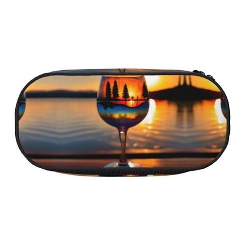 WYCZHY Federmäppchen mit hoher Kapazität, Motiv: Sonnenuntergang, Weinglas, Federmäppchen, Organizer, ästhetisches Zubehör für Erwachsene, Schwarz , Einheitsgröße, Taschen-Organizer WYCZHY Federmäppchen mit hoher Kapazität, Motiv: Sonnenuntergang, Weinglas, Federmäppchen, Organizer, ästhetisches Zubehör für Erwachsene, Schwarz , Einheitsgröße, Taschen-Organizer von WYCZHY