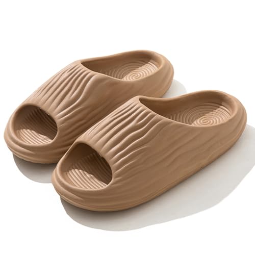 WYGGD Damen Rutschen Sandalen Sommer Komfort Hausschuhe Innen Nicht Rutschen Dicke Sohle Herren Sandalen Home Leichte Strandschuhe Badesandalen Für Männer, Brown-41/42 von WYGGD