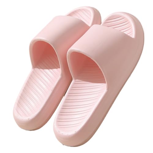 WYGGD Damen Rutschen Sandalen Sommer Komfort Hausschuhe Innen Nicht Rutschen Dicke Sohle Herren Sandalen Home Leichte Strandschuhe Badesandalen Für Männer, Pink-35/36 von WYGGD