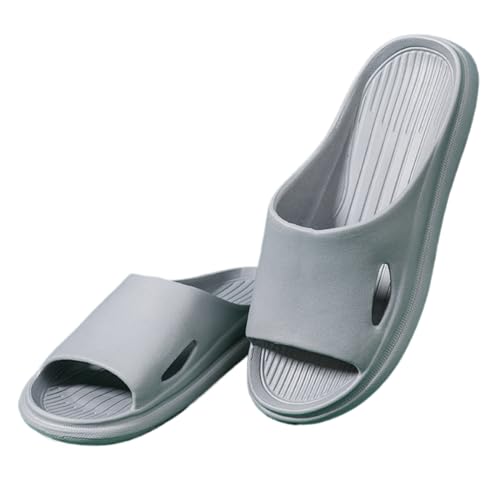 WYGGD 【Zweipaariger Satz】 Damen Rutschen Sandalen Sommer Komfort Hausschuhe Innen Nicht Rutschen Dicke Sohle Herren Sandalen Home Leichte Strandschuhe Badesandalen Für Männer, Gray-43/44 von WYGGD