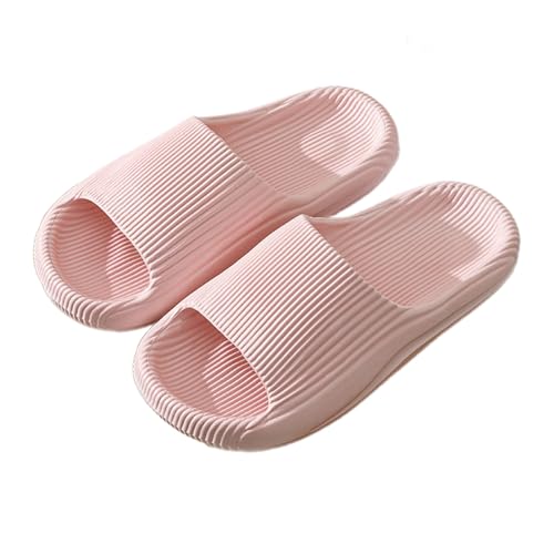 WYGGD 【Zweipaariger Satz】 Damen Rutschen Sandalen Sommer Komfort Hausschuhe Innen Nicht Rutschen Dicke Sohle Herren Sandalen Home Leichte Strandschuhe Badesandalen Für Männer, Pink-35/36 von WYGGD