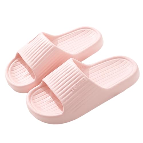 WYGGD 【Zweipaariger Satz】 Damen Rutschen Sandalen Sommer Komfort Hausschuhe Innen Nicht Rutschen Dicke Sohle Herren Sandalen Home Leichte Strandschuhe Badesandalen Für Männer, Pink-35/36 von WYGGD