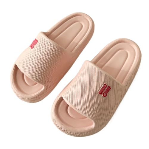 WYGGD 【Zweipaariger Satz】 Damen Rutschen Sandalen Sommer Komfort Hausschuhe Innen Nicht Rutschen Dicke Sohle Herren Sandalen Home Leichte Strandschuhe Badesandalen Für Männer, Pink-35/36 von WYGGD